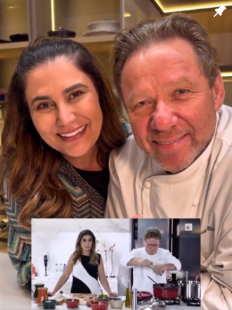 Post com chef Claude Troisgros e convidada